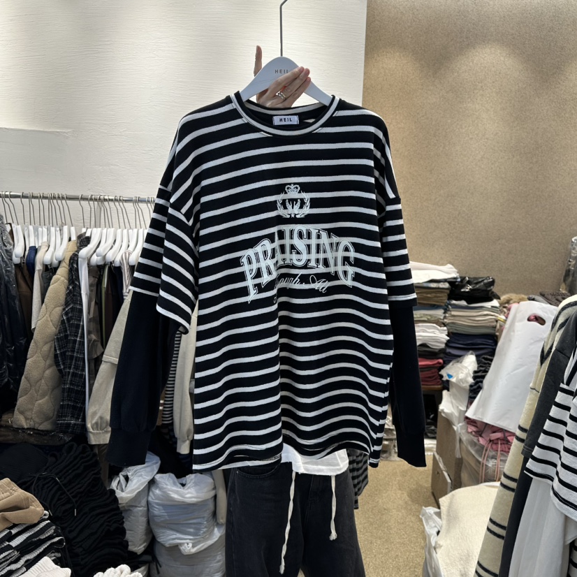 HEIL東大門㊣實拍女士新品職業25秋冬推薦休閑長袖T恤假兩件HEIL長袖T恤圖色2