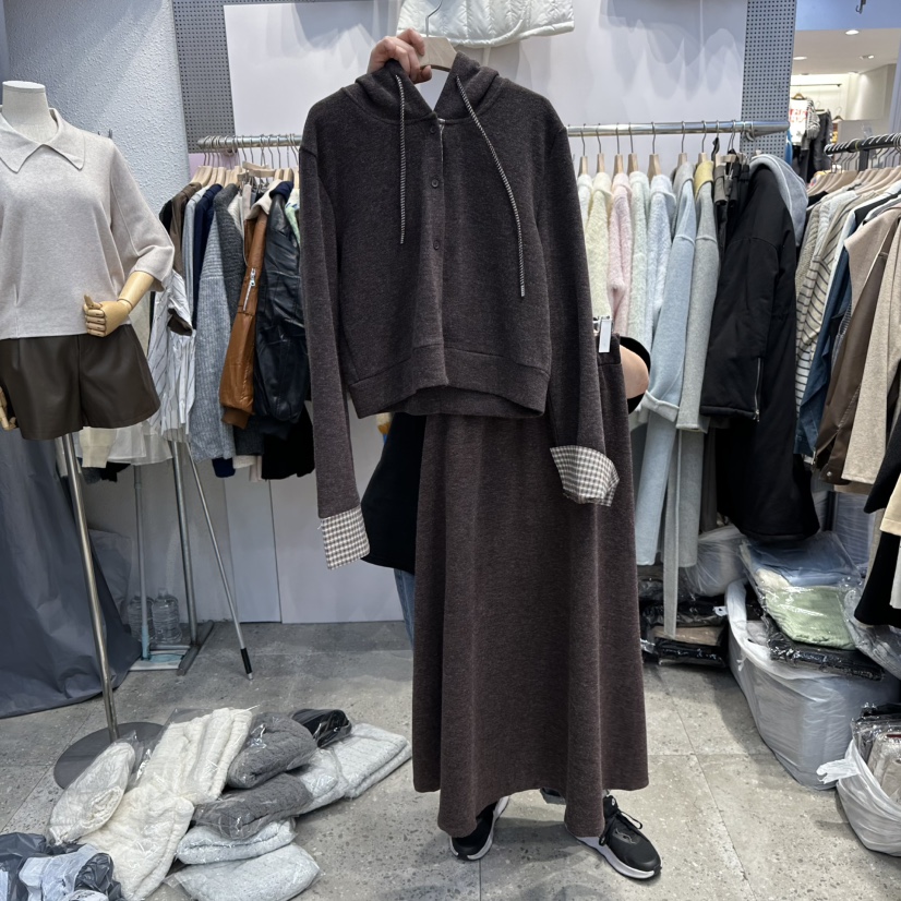 BLOOM東大門㊣代購女裝新品人氣職業套裝兩件套套裝格子開衫BLOOM-Q套裝圖色1