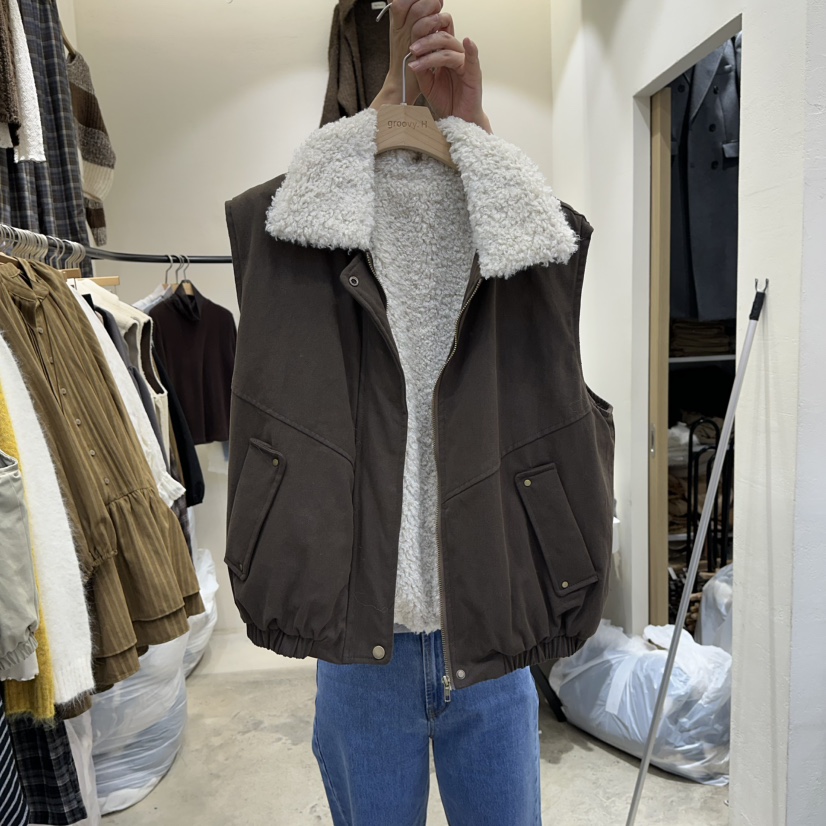 HOLYBANANA韓國直郵㊣女裝新款25秋冬人氣休閑職業時尚馬甲groovy.H/HOLYBANANA馬甲圖色2