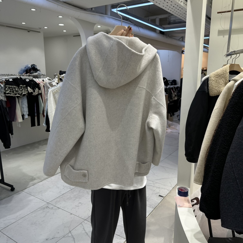 HARU-Q東大門㊣代購女裝新品時尚25秋冬熱賣短款大衣手工編織HARU-Q短款大衣