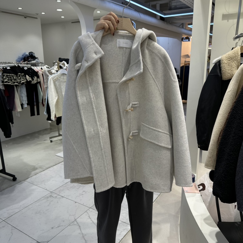 HARU-Q東大門㊣代購女裝新品時尚25秋冬熱賣短款大衣手工編織HARU-Q短款大衣圖色1