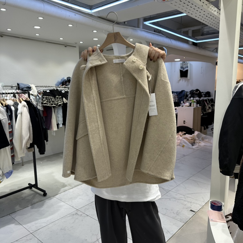 HARU-Q東大門㊣代購女裝新品時尚25秋冬熱賣短款大衣手工編織HARU-Q短款大衣圖色2