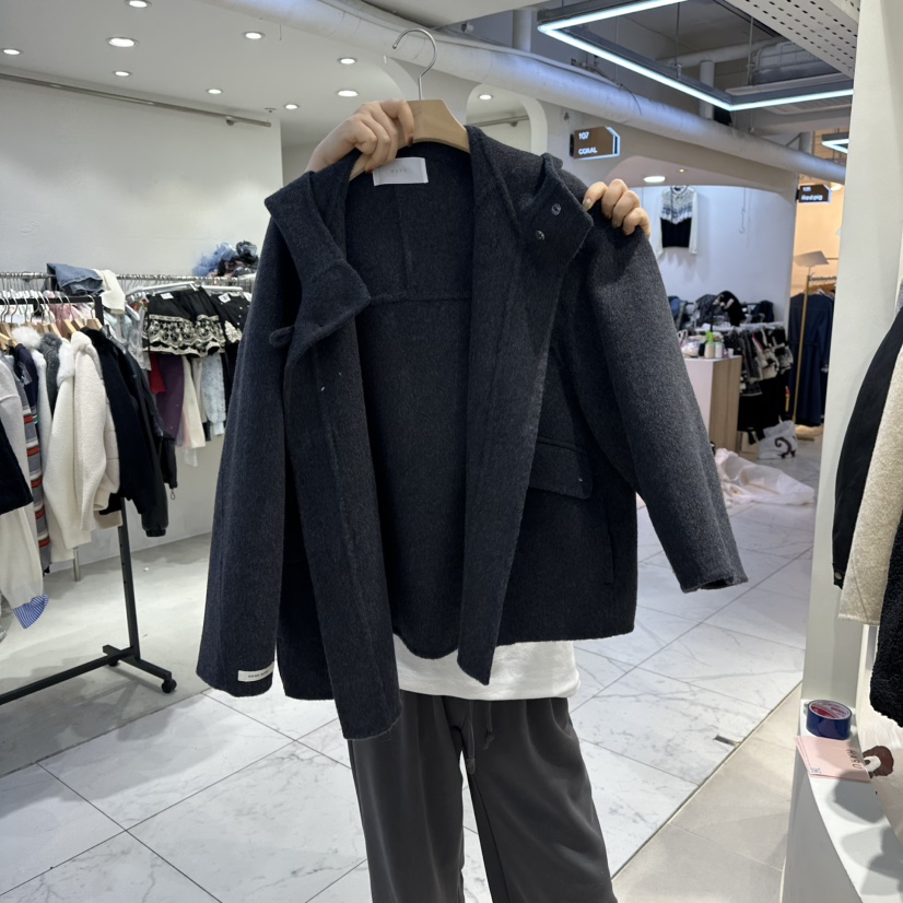 HARU-Q東大門㊣代購女裝新品時尚25秋冬熱賣短款大衣手工編織HARU-Q短款大衣圖色3