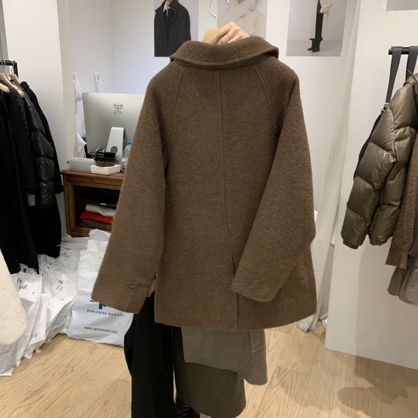 OURIN東大門㊣實拍女士新款職業25秋冬人氣中長款大衣羊駝絨OURIN中長款大衣