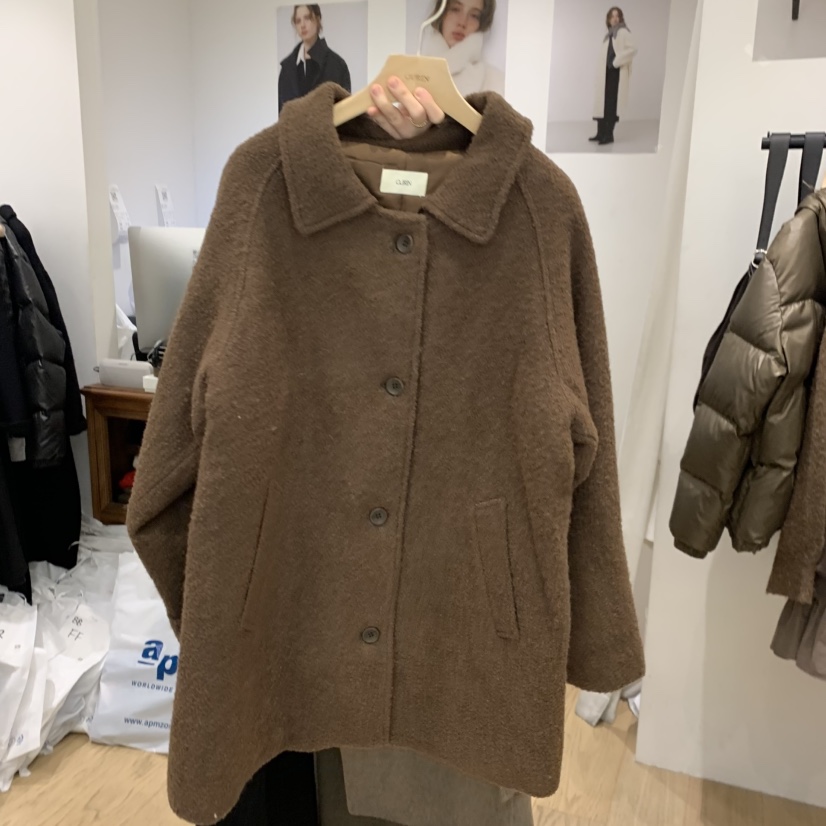 OURIN東大門㊣實拍女士新款職業25秋冬人氣中長款大衣羊駝絨OURIN中長款大衣圖色1