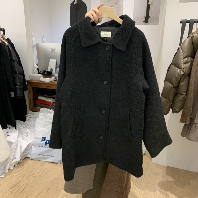 OURIN東大門㊣實拍女士新款職業25秋冬人氣中長款大衣羊駝絨OURIN中長款大衣圖色2