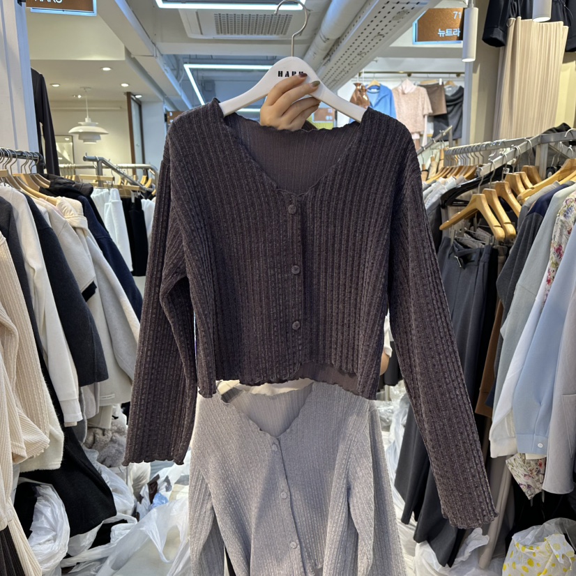 HARU-Q韓國代購㊣女士新品真品人氣25秋冬休閑時尚針織衫開衫HARU-Q針織衫圖色3