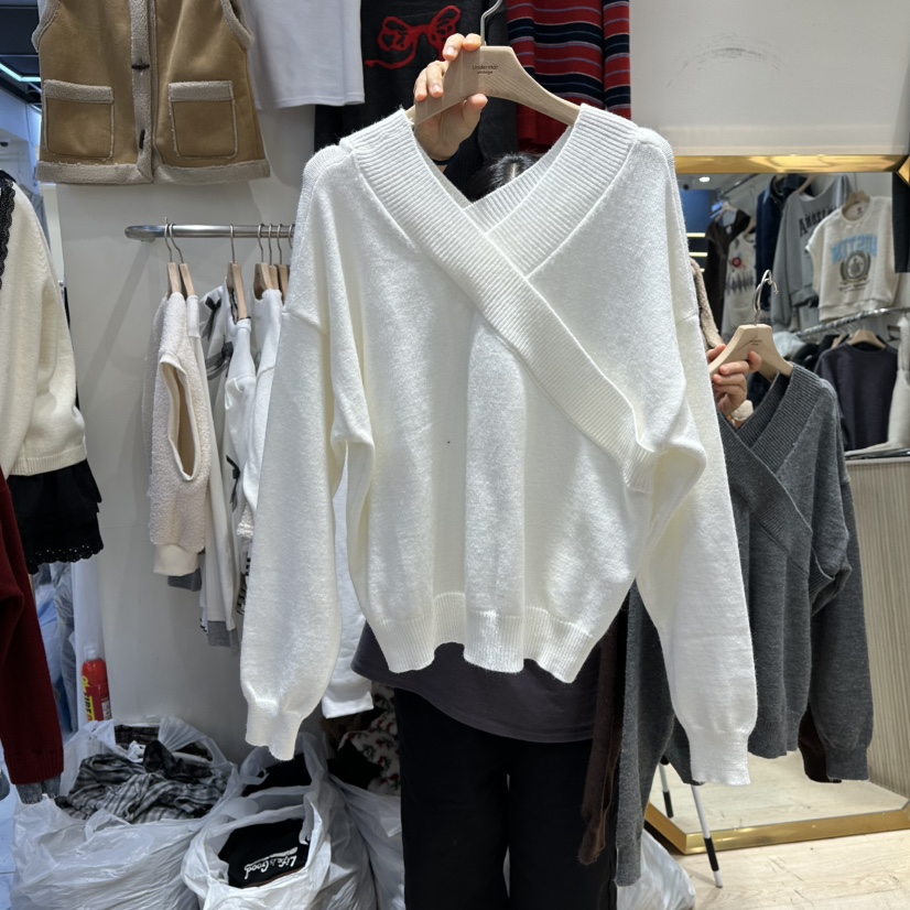 UNDERSTAR_VINTAGE韓國直郵㊣女士新款推薦熱賣職業針織衫V領UNDERSTAR_VINTAGE針織衫圖色1