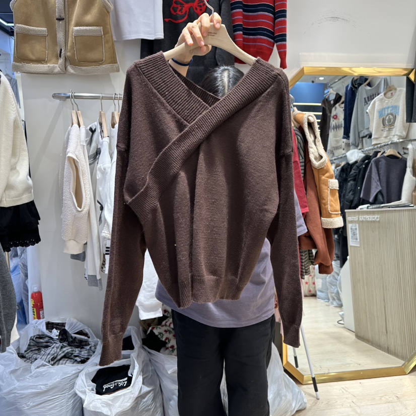 UNDERSTAR_VINTAGE韓國直郵㊣女士新款推薦熱賣職業針織衫V領UNDERSTAR_VINTAGE針織衫圖色3