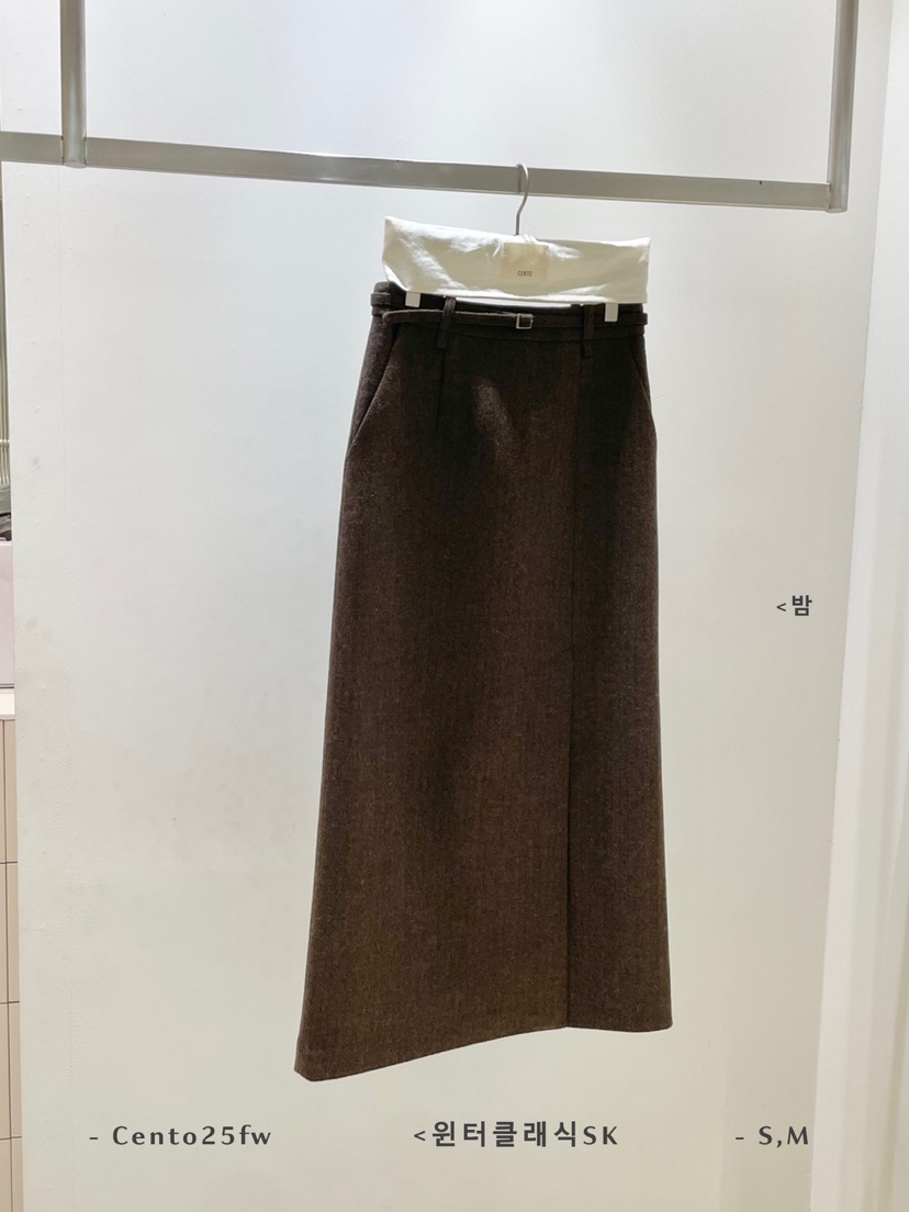 CENTO東大門㊣實拍女士新款人氣推薦時尚休閑熱賣長裙含腰帶CENTO長裙圖色2棕色