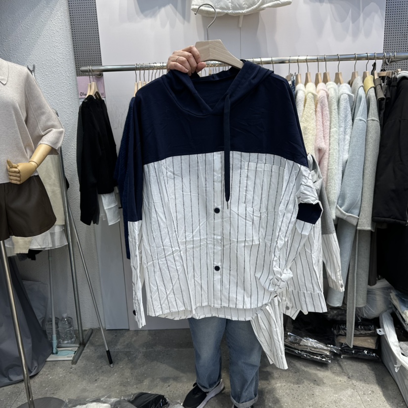 BLOOM韓國直郵㊣女裝新款推薦時尚熱賣真品職業襯衫蕾絲衫連帽BLOOM-Q襯衫/蕾絲衫圖色2