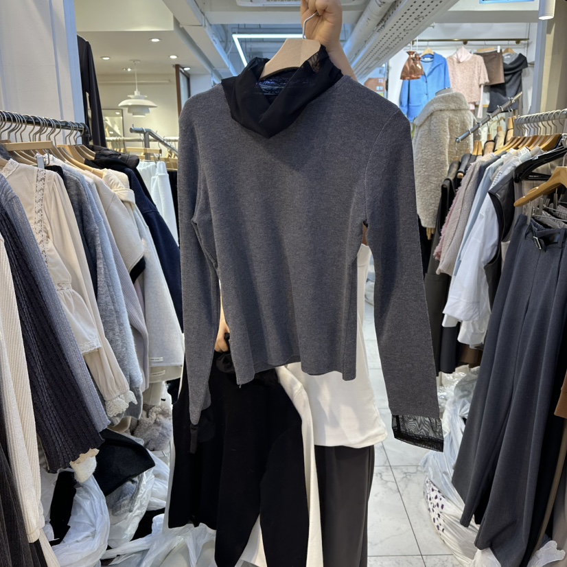 HARU-Q東大門㊣直郵女士新款熱賣時尚推薦真品長袖T恤網眼HARU-Q長袖T恤圖色2墨色