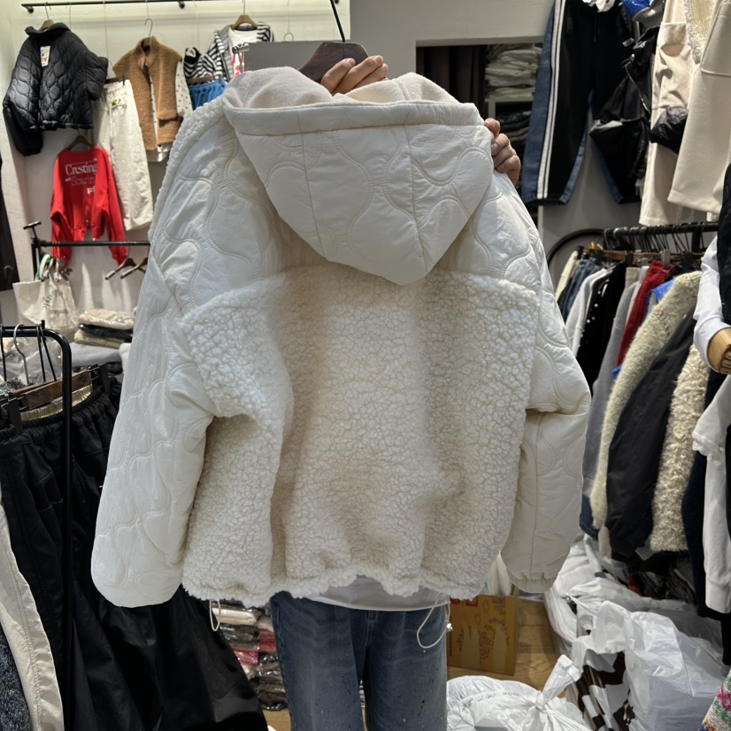 YESFREE韓國直郵㊣女士新款25秋冬休閑短款棉服兩面穿雙面連帽YESFREE短款棉服