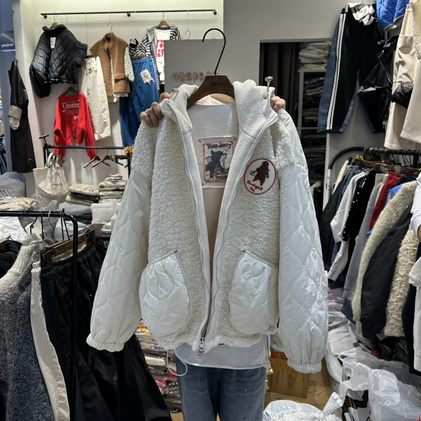 YESFREE韓國直郵㊣女士新款25秋冬休閑短款棉服兩面穿雙面連帽YESFREE短款棉服圖色1