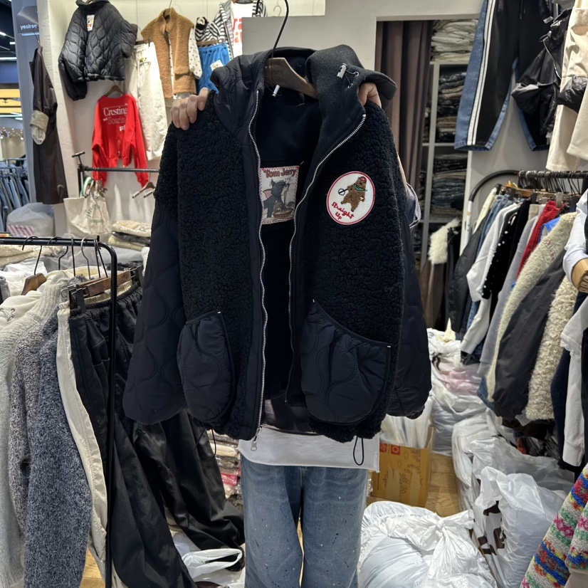 YESFREE韓國直郵㊣女士新款25秋冬休閑短款棉服兩面穿雙面連帽YESFREE短款棉服圖色2