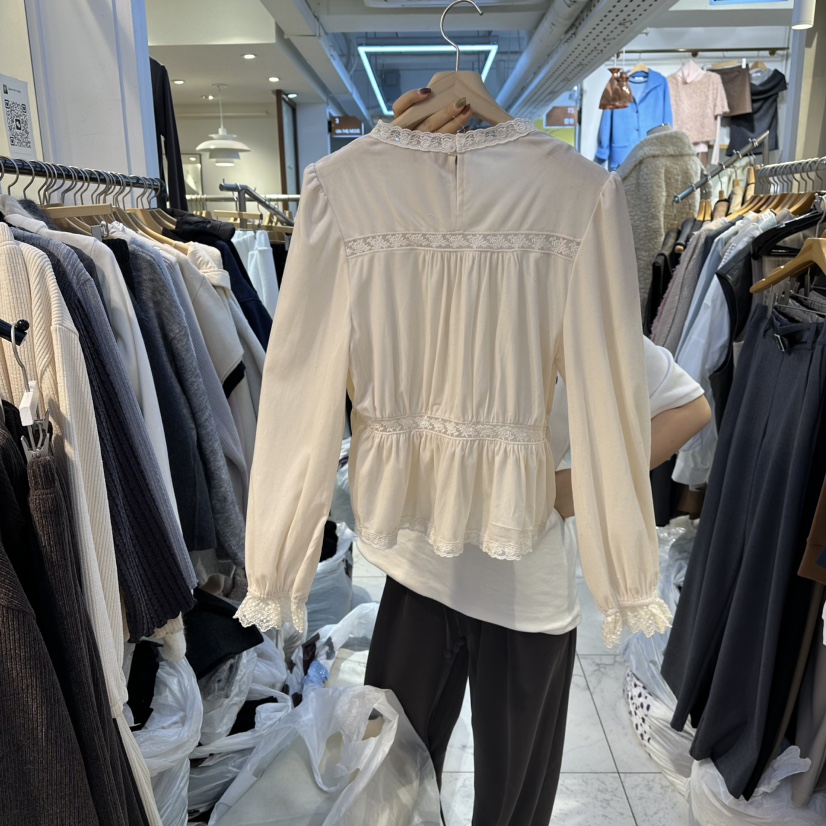 HARU-Q東大門㊣代購女士新品真品25秋冬時尚熱賣襯衫蕾絲衫HARU-Q襯衫/蕾絲衫