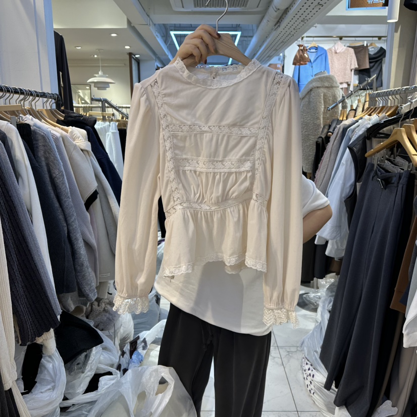 HARU-Q東大門㊣代購女士新品真品25秋冬時尚熱賣襯衫蕾絲衫HARU-Q襯衫/蕾絲衫圖色1