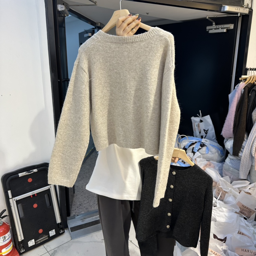 HARU-Q韓國代購㊣女士新款時尚休閑25秋冬推薦針織衫開衫紐扣HARU-Q針織衫