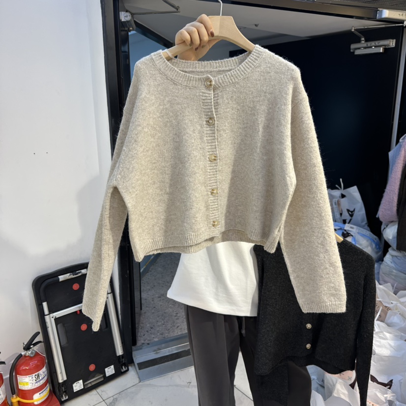 HARU-Q韓國代購㊣女士新款時尚休閑25秋冬推薦針織衫開衫紐扣HARU-Q針織衫圖色2