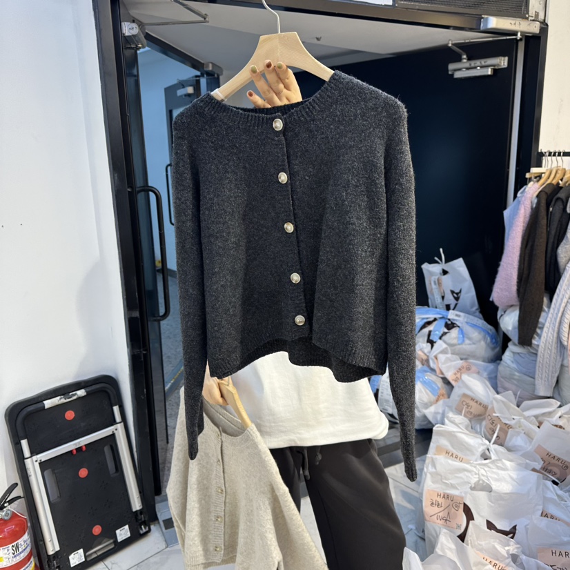 HARU-Q韓國代購㊣女士新款時尚休閑25秋冬推薦針織衫開衫紐扣HARU-Q針織衫圖色3