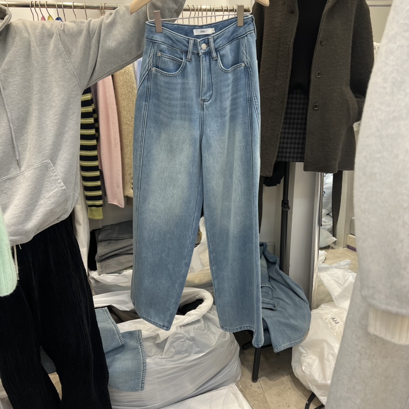 ORRD韓國代購㊣女裝新款25秋冬時尚真品人氣牛仔褲加絨羊毛ORRD牛仔褲圖色2