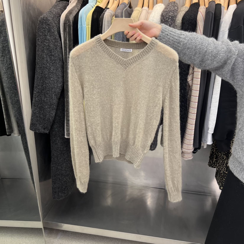 ESSENCE東大門㊣實拍女裝新品時尚25秋冬熱賣針織衫馬海毛V領ESSENCE針織衫圖色2