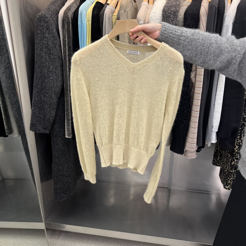 ESSENCE東大門㊣實拍女裝新品時尚25秋冬熱賣針織衫馬海毛V領ESSENCE針織衫圖色3