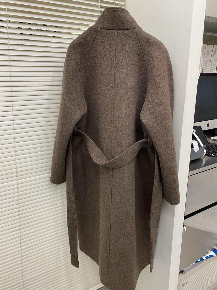 AND THE韓國直郵㊣女士新品人氣25秋冬推薦中長款大衣含腰帶AND THE中長款大衣