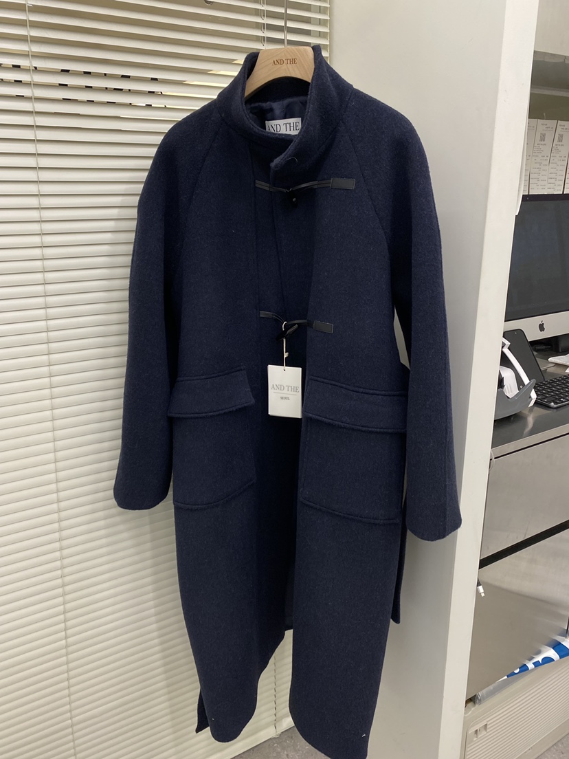 AND THE韓國直郵㊣女士新品人氣25秋冬推薦中長款大衣含腰帶AND THE中長款大衣圖色2