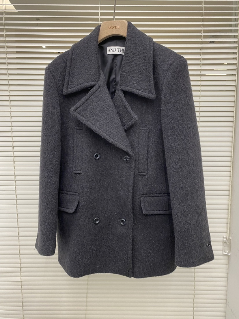 AND THE東大門㊣代購女裝新款熱賣時尚25秋冬中長款大衣羊駝AND THE中長款大衣圖色1