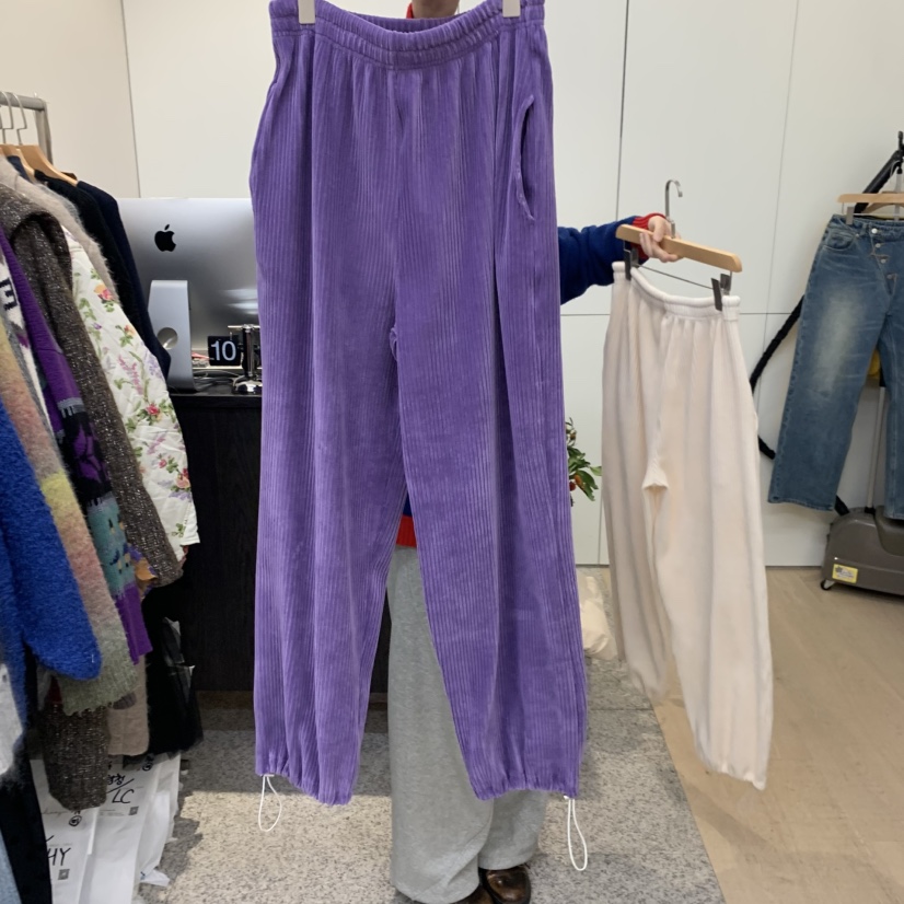 DOHWAJI東大門㊣實拍女裝新品職業休閑時尚真品休閑褲絲絨羅紋DOHWAJI休閑褲圖色2