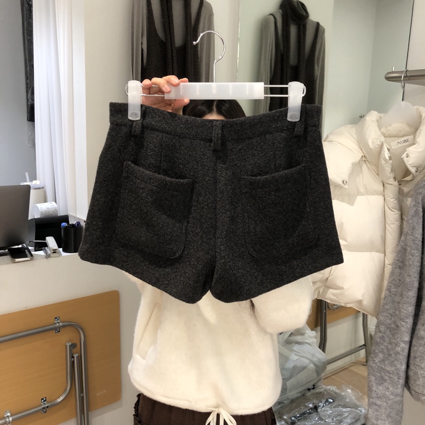AUBE韓國代購㊣女裝新款人氣職業25秋冬真品休閑時尚短褲羊毛AUBE短褲