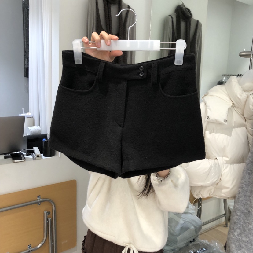 AUBE韓國代購㊣女裝新款人氣職業25秋冬真品休閑時尚短褲羊毛AUBE短褲圖色3