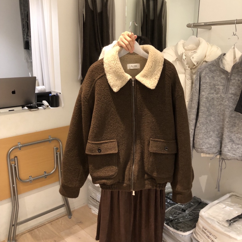AUBE東大門㊣實拍女裝新品職業真品25秋冬休閑推薦夾克羊毛AUBE夾克圖色1
