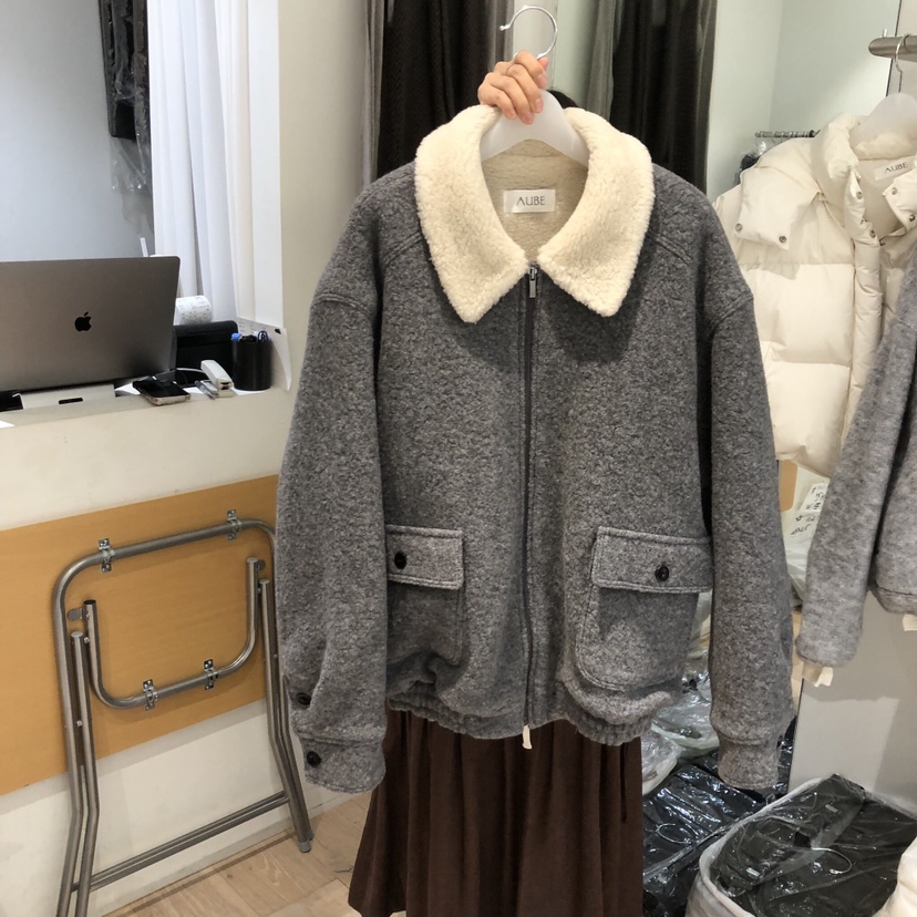 AUBE東大門㊣實拍女裝新品職業真品25秋冬休閑推薦夾克羊毛AUBE夾克圖色2