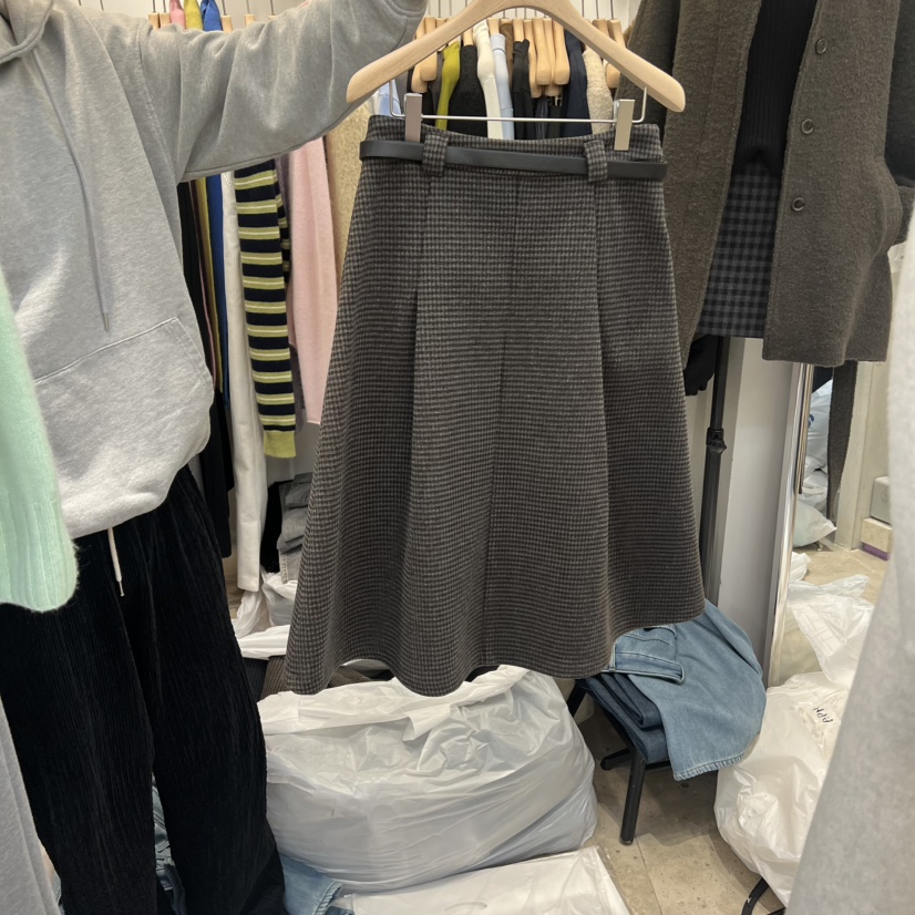 ORRD東大門㊣直郵女裝新款25秋冬半身裙中短裙含腰帶系帶喇叭ORRD半身裙/中短裙