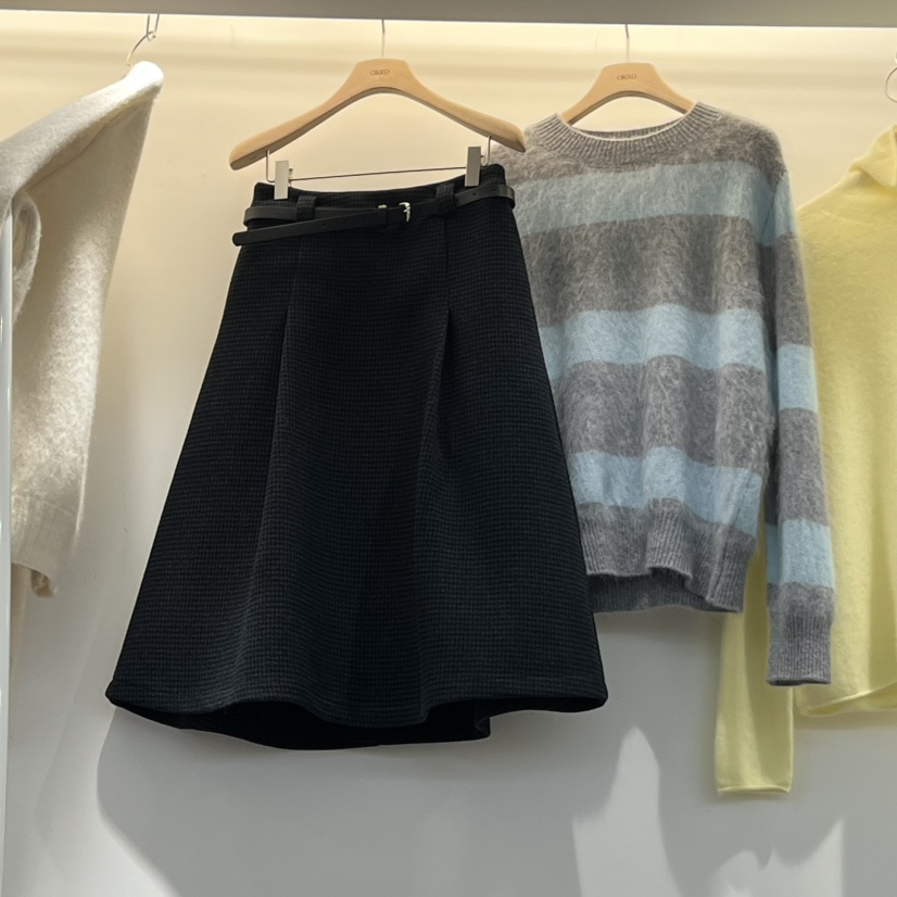 ORRD東大門㊣直郵女裝新款25秋冬半身裙中短裙含腰帶系帶喇叭ORRD半身裙/中短裙圖色2