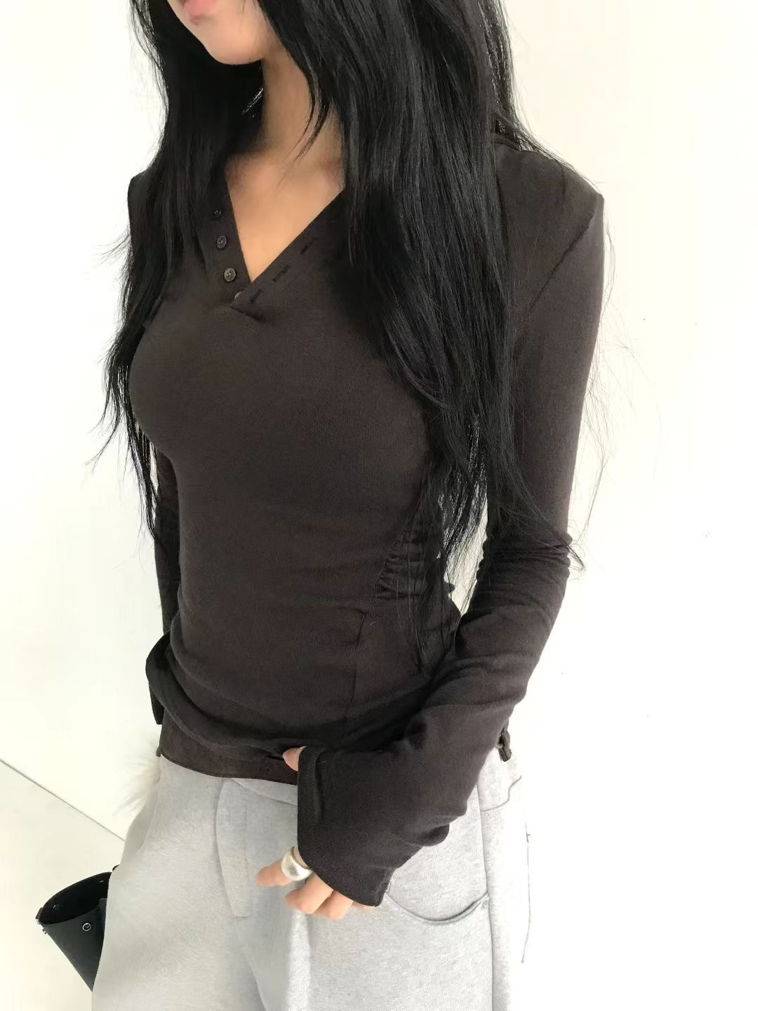 AVANDACE東大門㊣直郵女士新品真品職業推薦人氣25秋冬長袖T恤AVANDACE長袖T恤圖色1