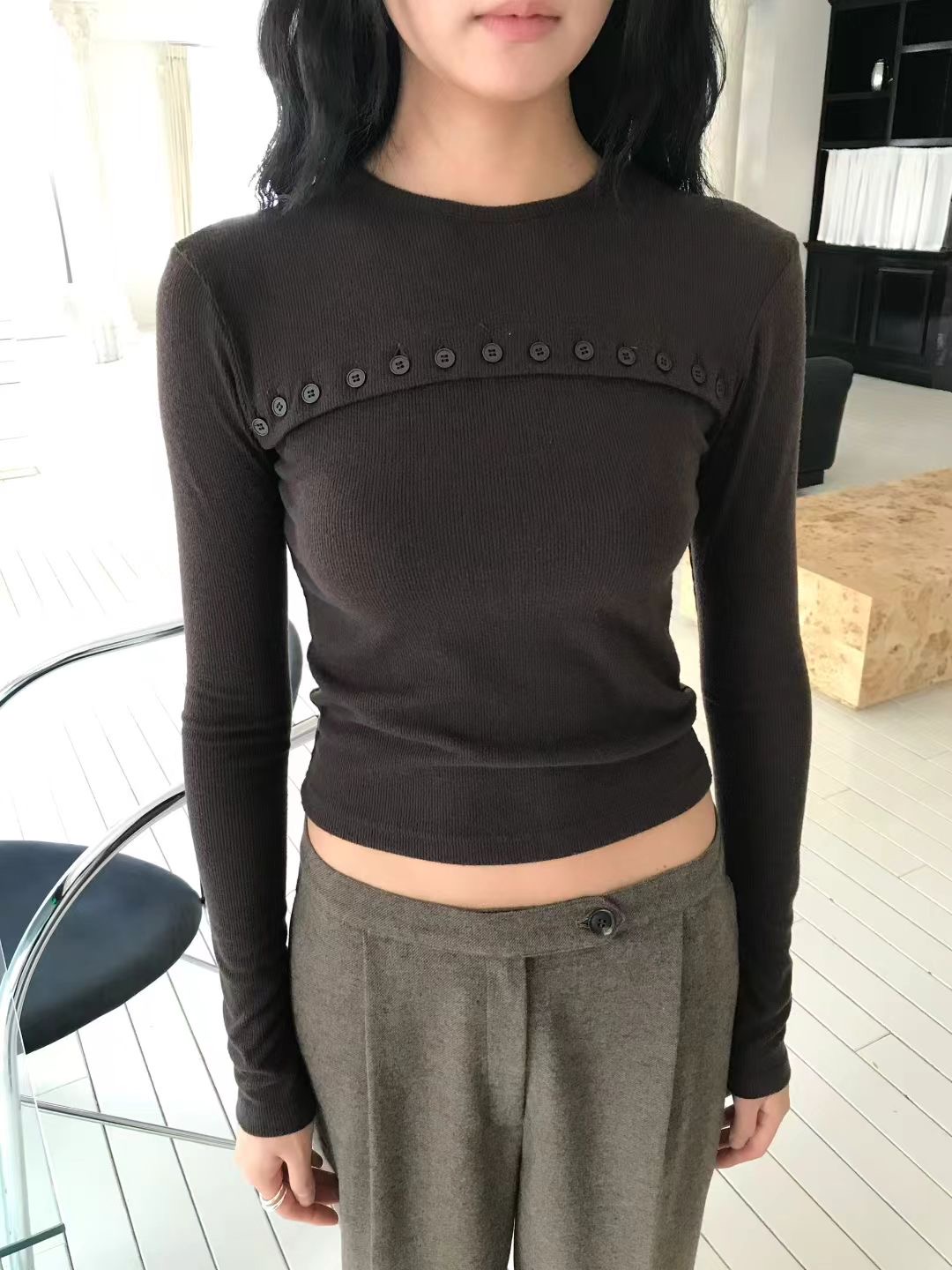 AVANDACE韓國直郵㊣女裝新款時尚休閑真品熱賣人氣25秋冬長袖T恤AVANDACE長袖T恤圖色2