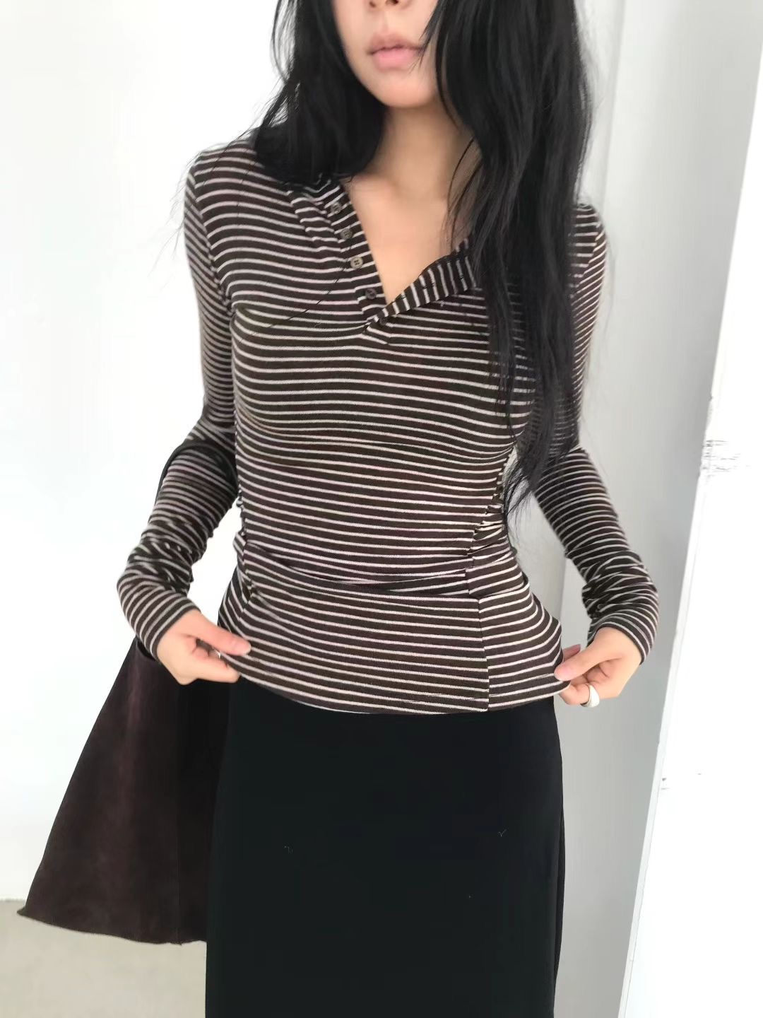 AVANDACE韓國直郵㊣女裝新品推薦真品職業休閑時尚25秋冬長袖T恤AVANDACE長袖T恤圖色1