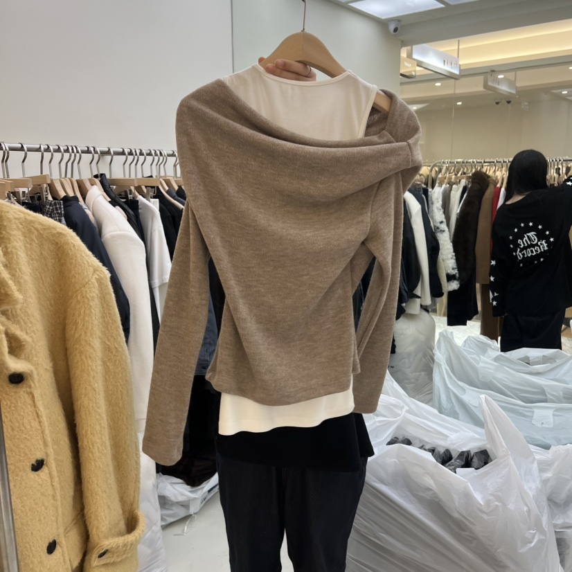 FLAUNT東大門㊣代購女裝新款真品時尚推薦職業長袖T恤假兩件FLAUNT長袖T恤