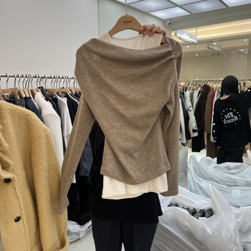 FLAUNT東大門㊣代購女裝新款真品時尚推薦職業長袖T恤假兩件FLAUNT長袖T恤圖色1