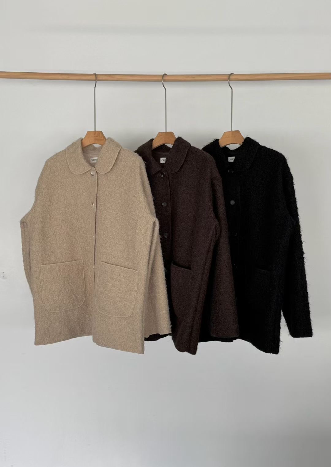 CHOCOLATE-초콜렛-T韓國代購㊣女裝新品職業25秋冬中長款大衣CHOCOLATE中長款大衣圖色3左三色