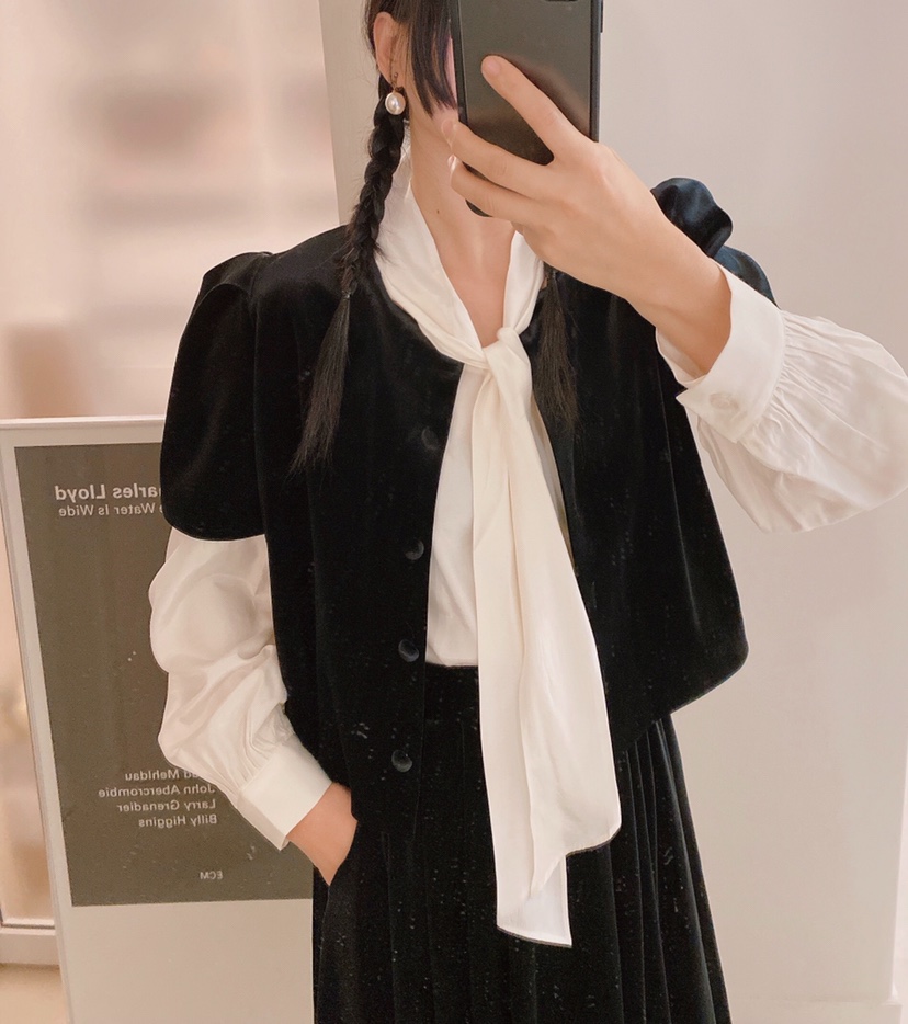 LETAILOR韓國直郵㊣女士新款休閑推薦襯衫蕾絲衫天鵝絨雙面LETAILOR襯衫/蕾絲衫