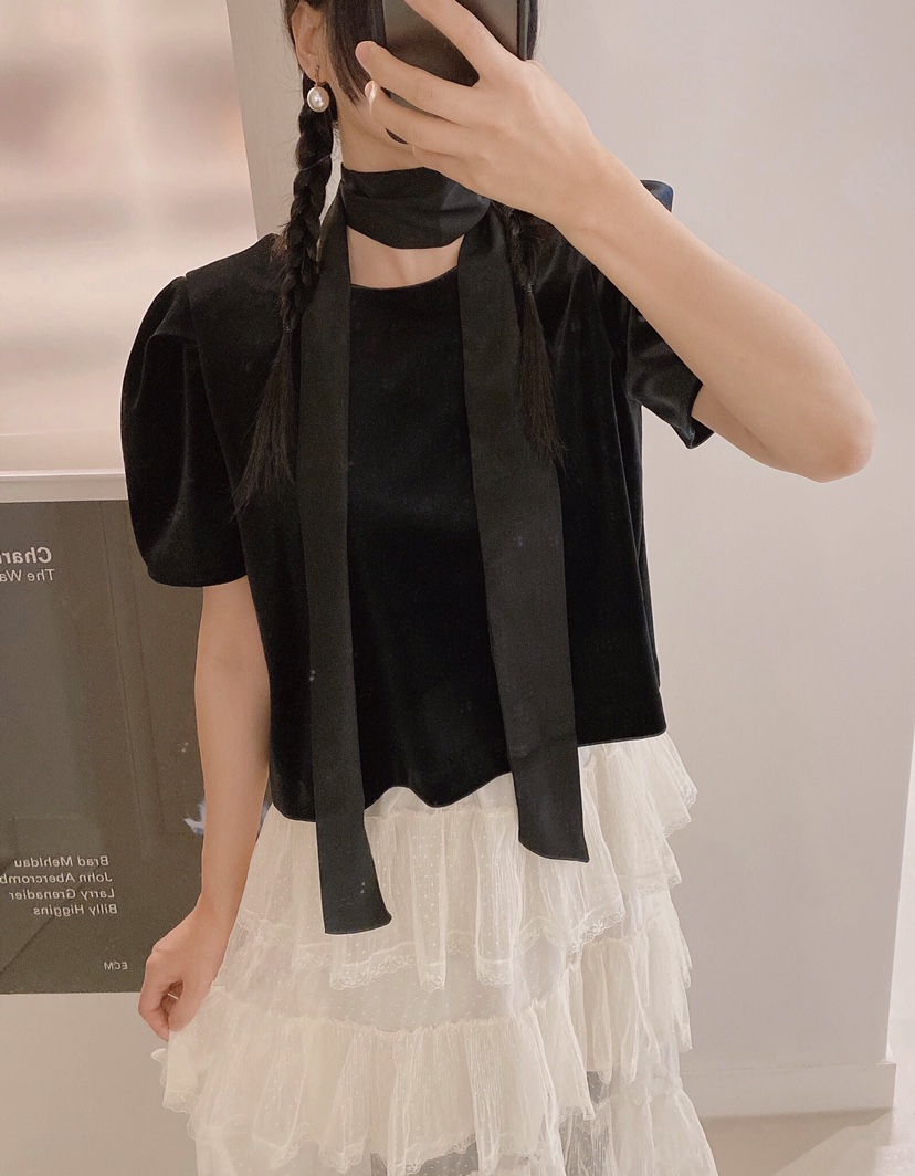 LETAILOR韓國直郵㊣女士新款休閑推薦襯衫蕾絲衫天鵝絨雙面LETAILOR襯衫/蕾絲衫