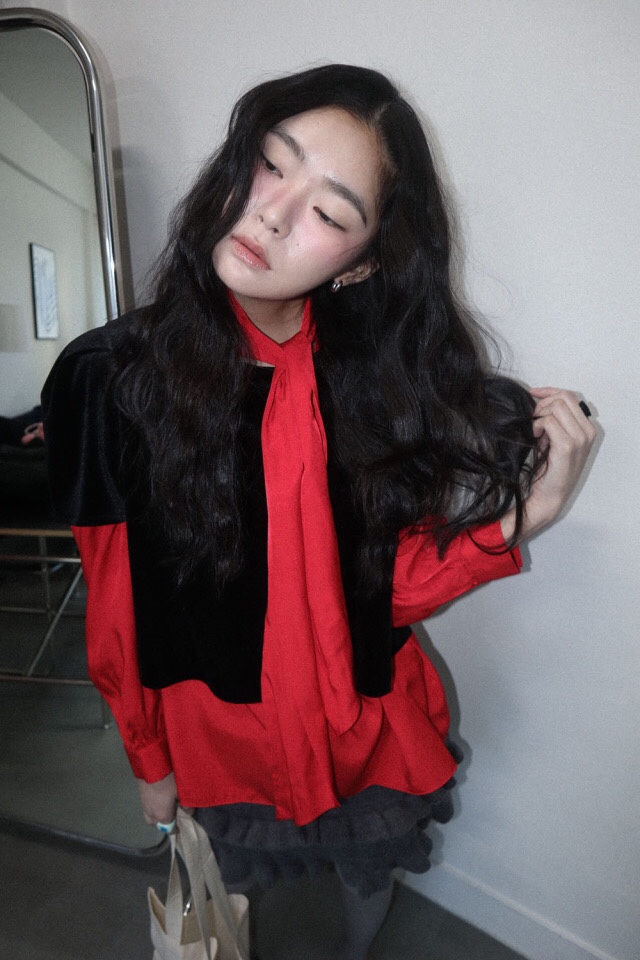 LETAILOR韓國直郵㊣女士新款休閑推薦襯衫蕾絲衫天鵝絨雙面LETAILOR襯衫/蕾絲衫