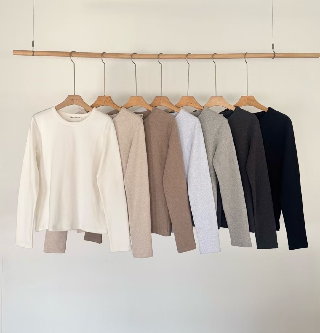 CHOCOLATE-초콜렛-T東大門㊣代購女士新款推薦熱賣長袖T恤CHOCOLATE長袖T恤圖色3左三色