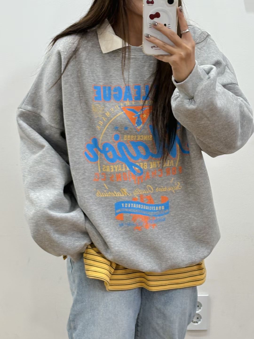 끌 벅지韓國代購㊣女裝新款休閑推薦人氣真品熱賣職業衛衣Pull Buck衛衣圖色1