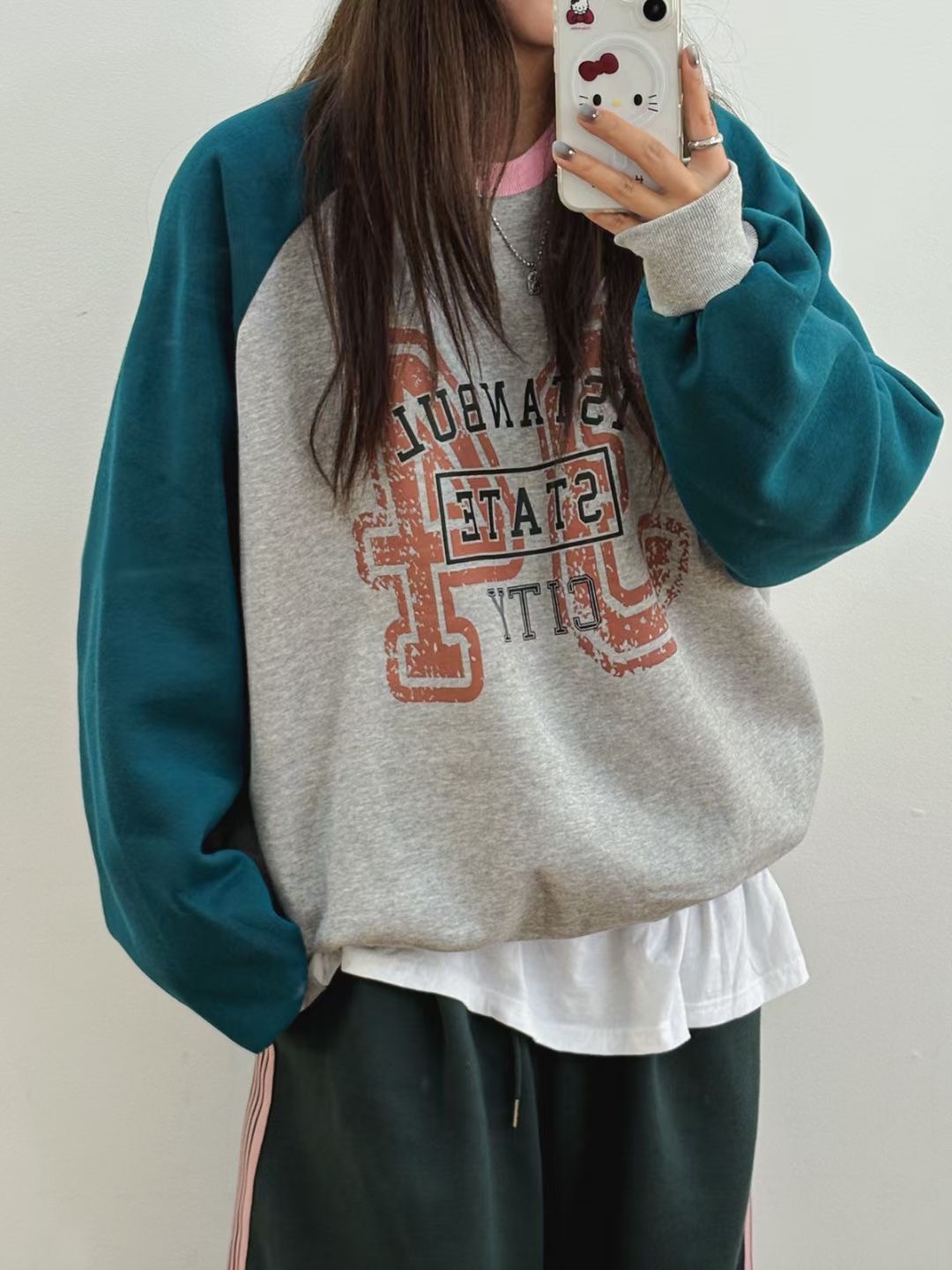 끌 벅지韓國代購㊣女裝新款熱賣人氣真品推薦時尚休閑衛衣Pull Buck衛衣圖色1