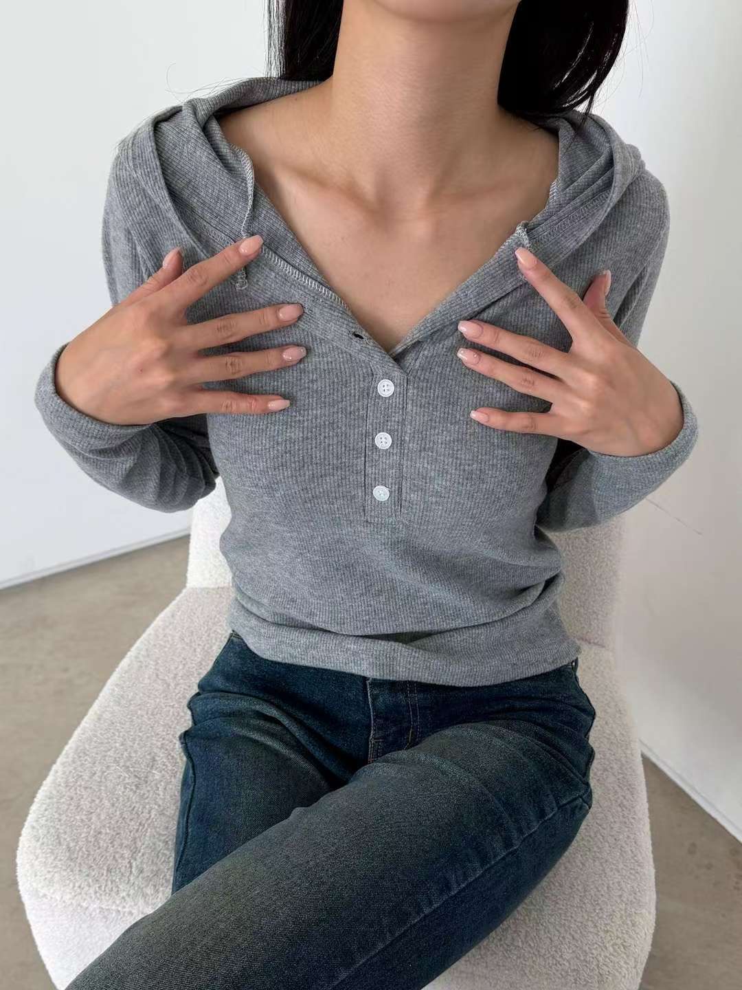 QUEENS MADE韓國直郵㊣女裝新品熱賣休閑推薦人氣時尚長袖T恤QUEENS MADE長袖T恤圖色1